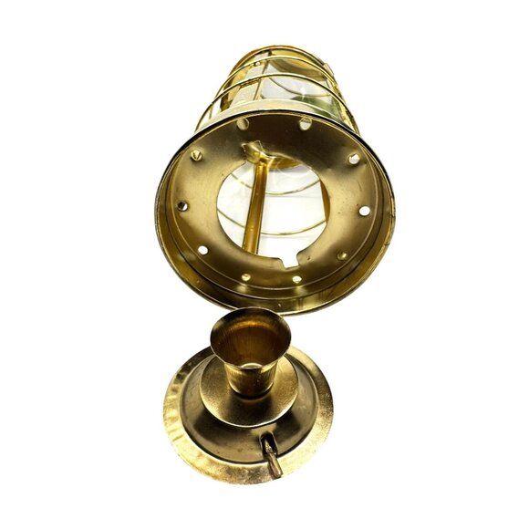 Vintage Goldtone 11" Lantern Five-Sided Glass Candle Holder - Picture 7 of 9